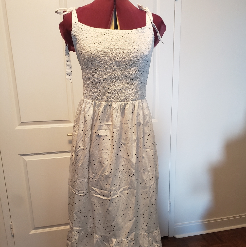 Polka dot maxi dress with tie up straps